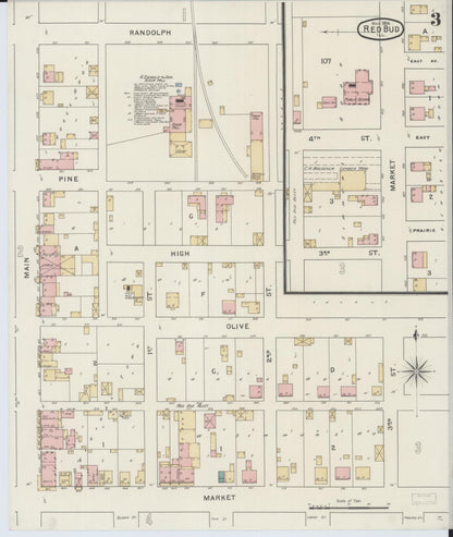 Sanborn Fire Insurance Map from Red Bud, Randolph County, Illinois (1894), Sheet #0003 - Complete Map Set gallery image, historic Sanborn map, vintage wall art, Illinois Illinois