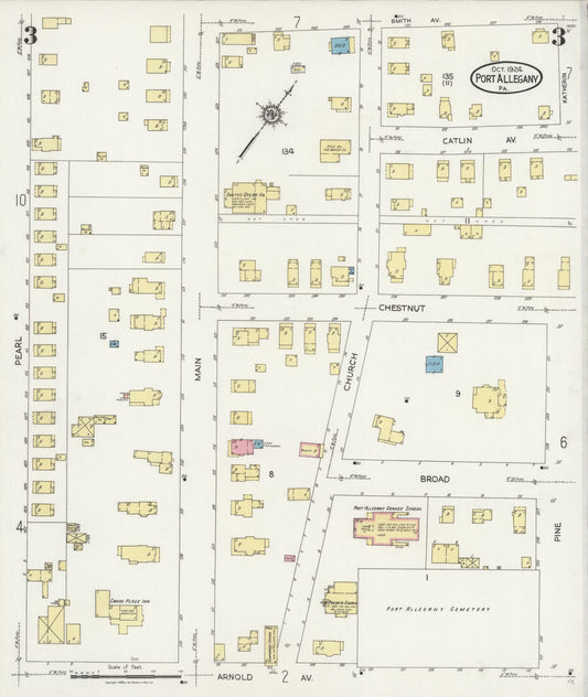 Sanborn Fire Insurance Map from Port Allegany, McKean County, Pennsylvania (1924), Sheet #0003 - Historic Sanborn Fire Insurance Map Print, vintage old map wall art, antique decor, genealogy gift, Pennsylvania Pennsylvania map