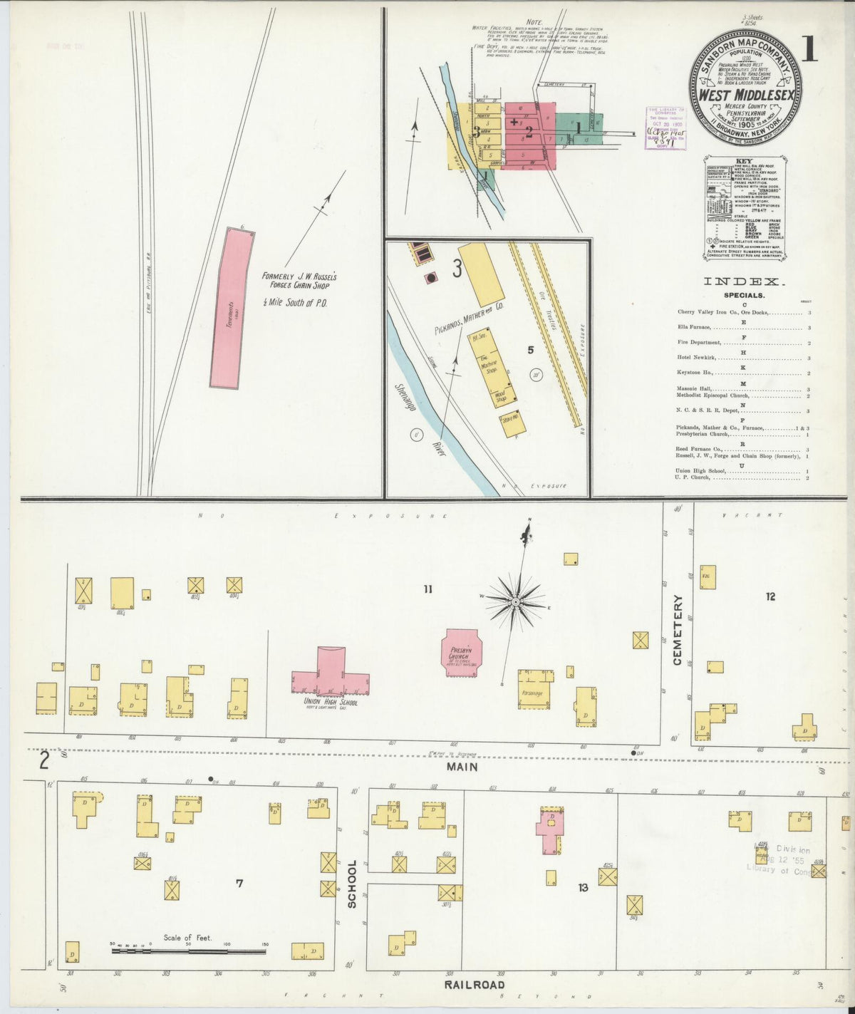 Sanborn Fire Insurance Map from West Middlesex, Mercer County, Pennsylvania (1905), Sheet #0001 - Historic Sanborn Fire Insurance Map Print, vintage old map wall art, antique decor, genealogy gift, Pennsylvania Pennsylvania map