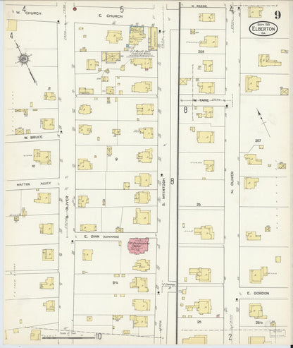 Sanborn Fire Insurance Map from Elberton, Elbert County, Georgia (1913), Sheet #0009 - Complete Map Set gallery image, historic Sanborn map, vintage wall art, Georgia Georgia