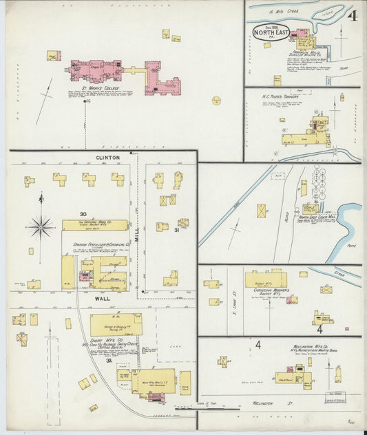 Sanborn Fire Insurance Map from North East, Erie County, Pennsylvania (1896), Sheet #0004 - Historic Sanborn Fire Insurance Map Print, vintage old map wall art, antique decor, genealogy gift, Pennsylvania Pennsylvania map