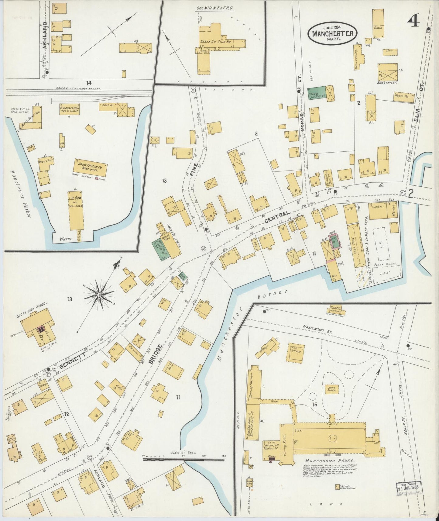 Sanborn Fire Insurance Map from Manchester, Essex County, Massachusetts (1904), Sheet #0004 - Complete Map Set gallery image, historic Sanborn map, vintage wall art, Massachusetts Massachusetts