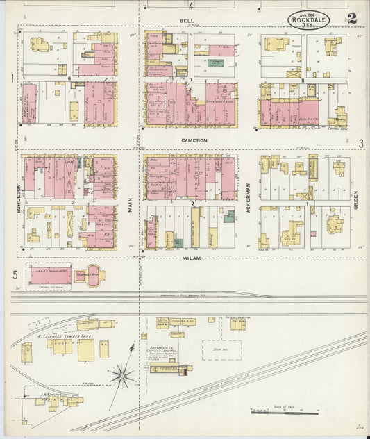 Sanborn Fire Insurance Map from Rockdale, Milam County, Texas (1906), Sheet #0002 - Historic Sanborn Fire Insurance Map Print, vintage old map wall art, antique decor, genealogy gift, Texas Texas map