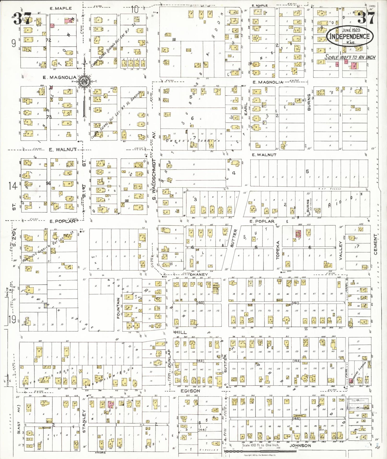 Sanborn Fire Insurance Map from Independence, Montgomery County, Kansas (1923), Sheet #0038 - Complete Map Set gallery image, historic Sanborn map, vintage wall art, Kansas Kansas