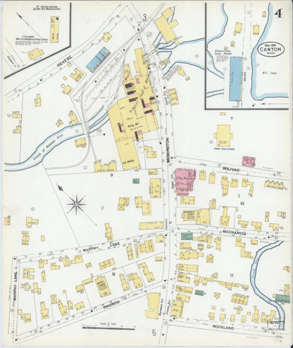 Sanborn Fire Insurance Map from Canton, Norfolk County, Massachusetts (1901), Sheet #0004 - Complete Map Set gallery image, historic Sanborn map, vintage wall art, Massachusetts Massachusetts