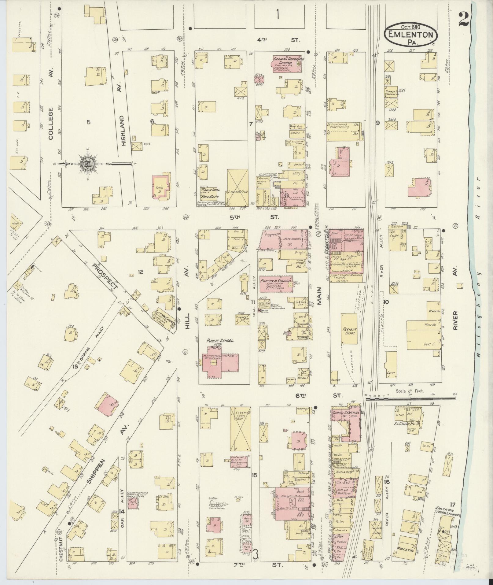 Sanborn Fire Insurance Map from Emlenton, Venango County, Pennsylvania (1910), Sheet #0002 - Complete Map Set gallery image, historic Sanborn map, vintage wall art, Pennsylvania Pennsylvania