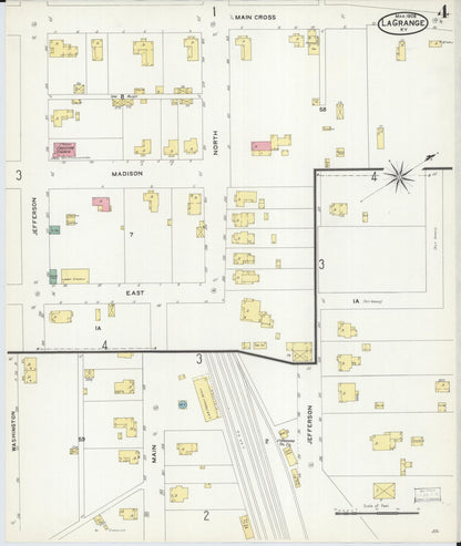 Sanborn Fire Insurance Map from La Grange, Oldham County, Kentucky (1908), Sheet #0004 - Complete Map Set gallery image, historic Sanborn map, vintage wall art, Kentucky Kentucky
