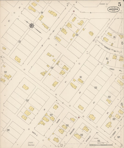 Sanborn Fire Insurance Map from Aberdeen, Grays Harbor County, Washington (1914), Sheet #0005 - Complete Map Set gallery image, historic Sanborn map, vintage wall art, Washington Washington