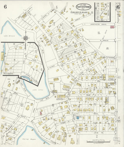 Sanborn Fire Insurance Map from Tarpon Springs, Pinellas County, Florida (1926), Sheet #0006 - Historic Sanborn Fire Insurance Map Print, vintage old map wall art, antique decor, genealogy gift, Florida Florida map