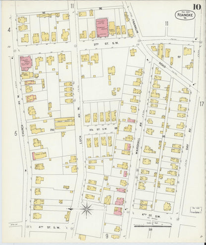 Sanborn Fire Insurance Map from Roanoke, Independent Cities, Virginia (1903), Sheet #0010 - Complete Map Set gallery image, historic Sanborn map, vintage wall art, Virginia Virginia