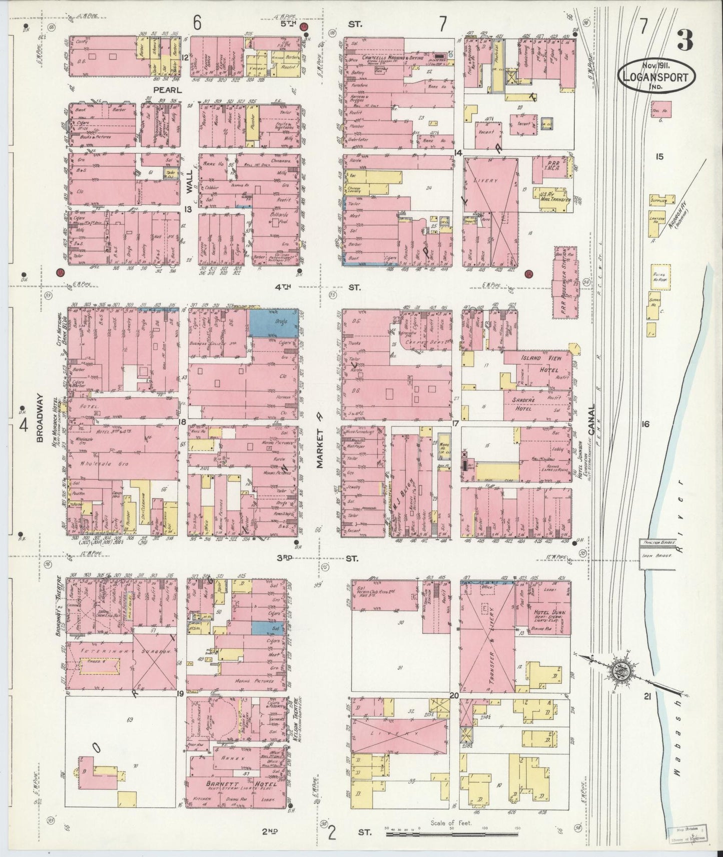 Sanborn Fire Insurance Map from Logansport, Cass County, Indiana (1911), Sheet #0003 - Complete Map Set gallery image, historic Sanborn map, vintage wall art, Indiana Indiana