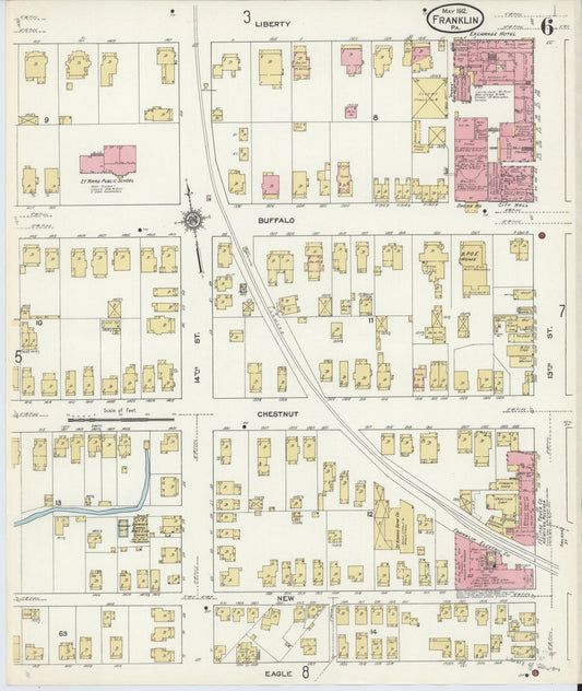 Sanborn Fire Insurance Map from Franklin, Venango County, Pennsylvania (1912), Sheet #0006 - Historic Sanborn Fire Insurance Map Print, vintage old map wall art, antique decor, genealogy gift, Pennsylvania Pennsylvania map