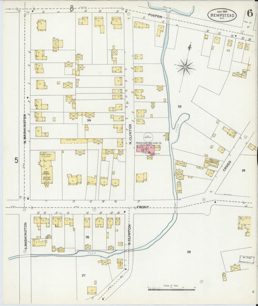 Sanborn Fire Insurance Map from Hempstead, Nassau County, New York (1904), Sheet #0006 - Historic Sanborn Fire Insurance Map Print, vintage old map wall art, antique decor, genealogy gift, New York New York map