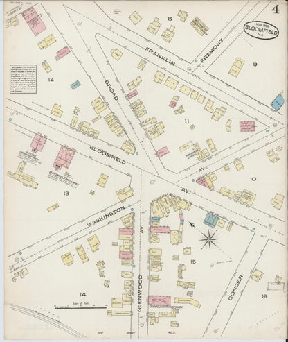 Sanborn Fire Insurance Map from Bloomfield, Essex County, New Jersey (1885), Sheet #0004 - Complete Map Set gallery image, historic Sanborn map, vintage wall art, New Jersey New Jersey