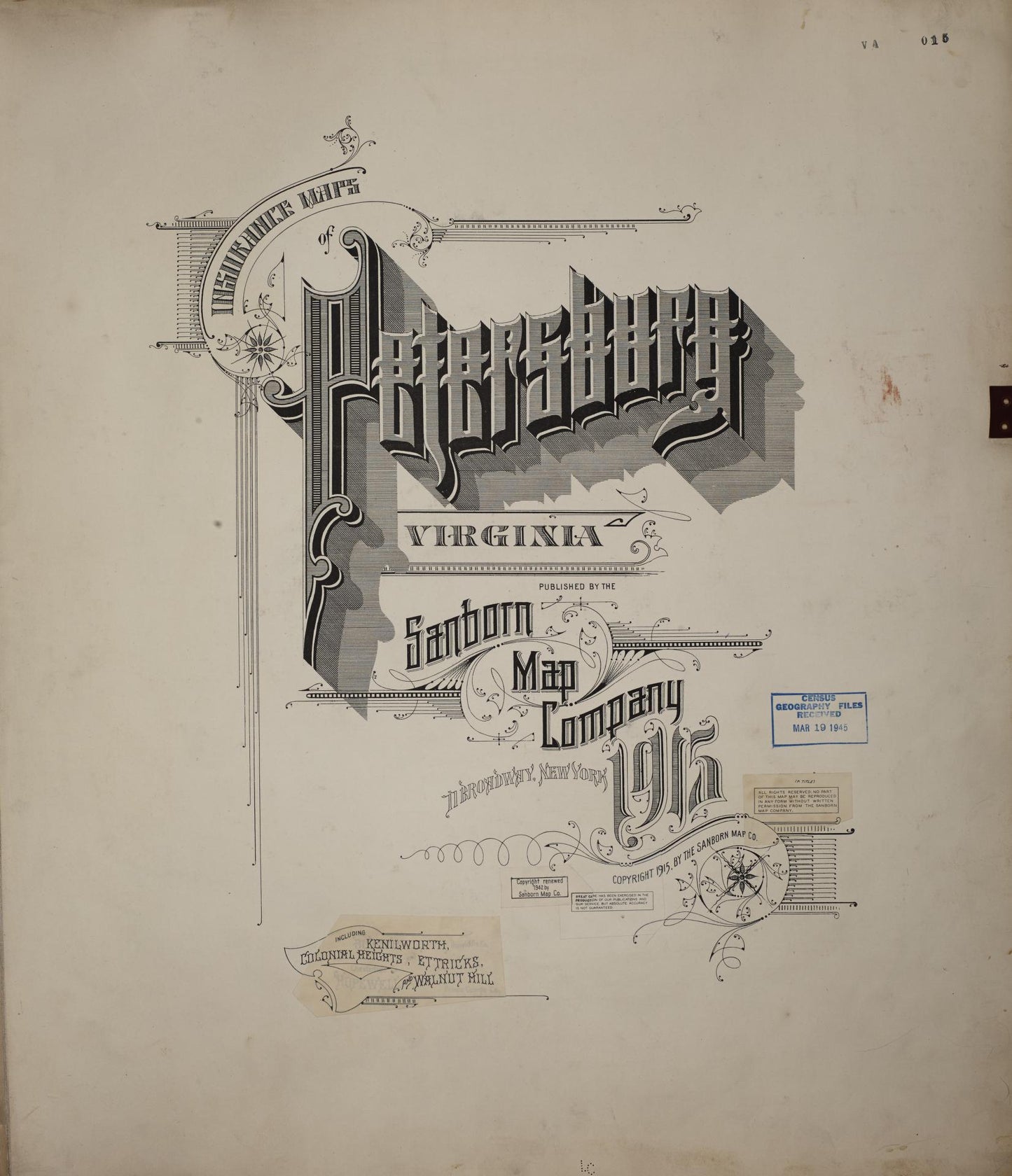 Sanborn Fire Insurance Map from Petersburg, Independent Cities, Virginia. (1950) – Historic Sanborn Fire Insurance Map Print