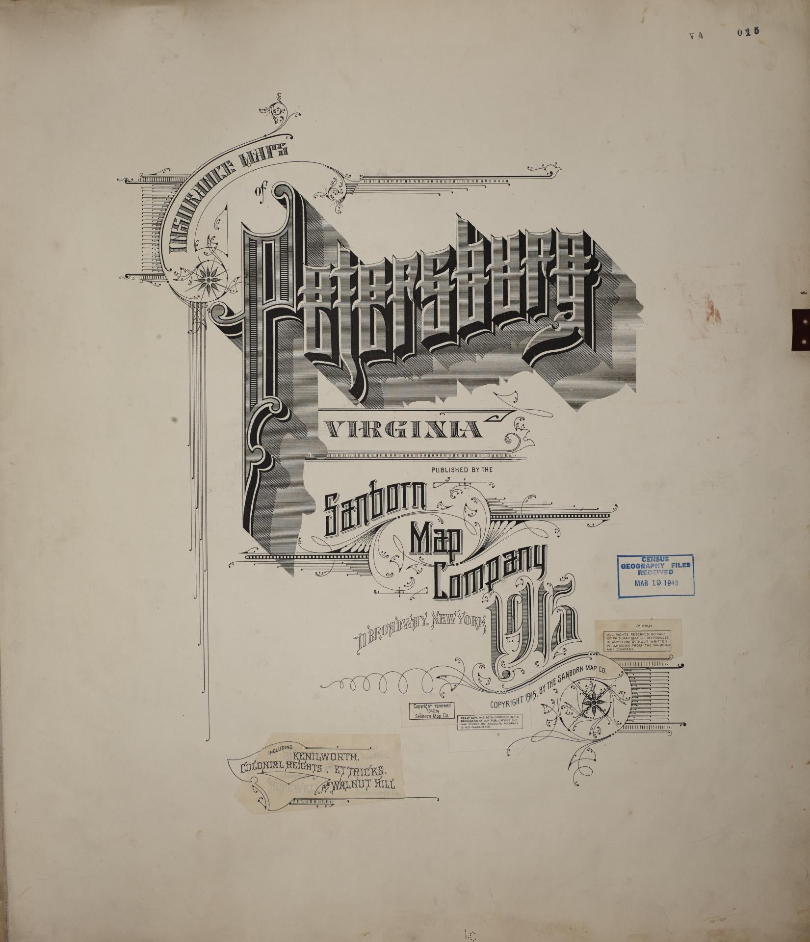 Sanborn Fire Insurance Map from Petersburg, Independent Cities, Virginia. (1950) – Historic Sanborn Fire Insurance Map Print