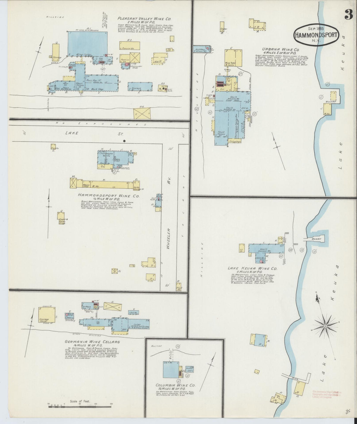 Sanborn Fire Insurance Map from Hammondsport, Steuben County, New York (1893), Sheet #0003 - Complete Map Set gallery image, historic Sanborn map, vintage wall art, New York New York