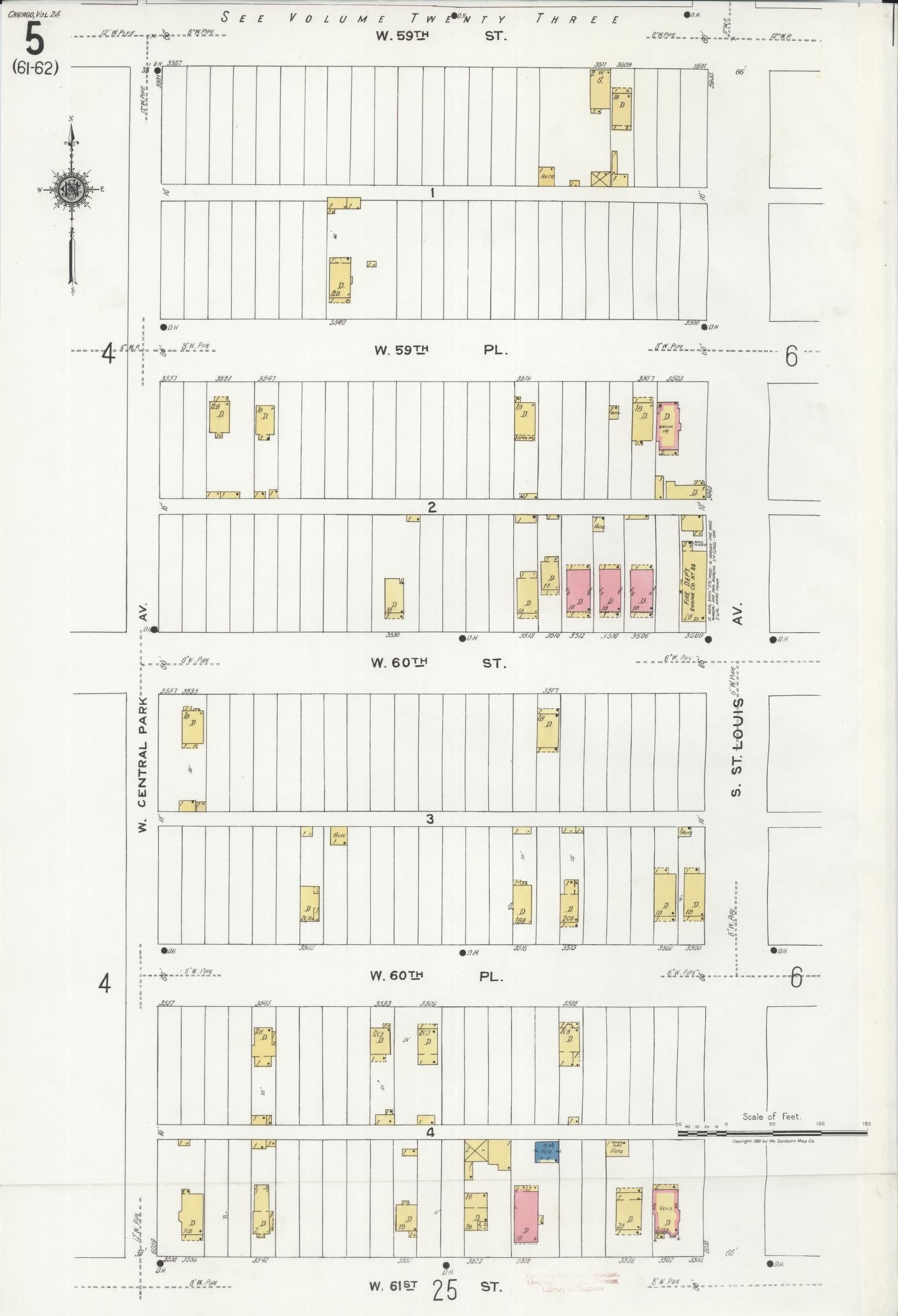 Sanborn Fire Insurance Map from Chicago, Cook County, Illinois (1920), Sheet #0005 - Historic Sanborn Fire Insurance Map Print, vintage old map wall art, antique decor, genealogy gift, Illinois Illinois map