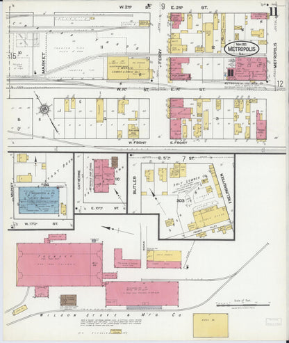 Sanborn Fire Insurance Map from Metropolis, Massac County, Illinois (1921), Sheet #0011 - Complete Map Set gallery image, historic Sanborn map, vintage wall art, Illinois Illinois