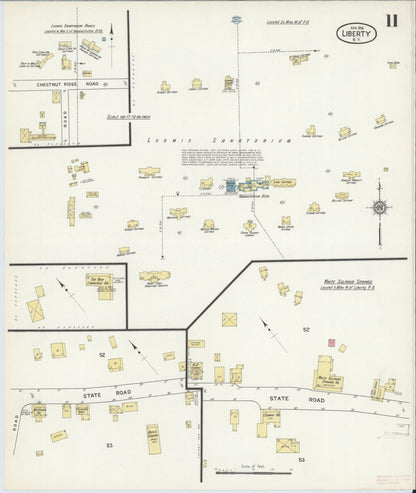 Sanborn Fire Insurance Map from Liberty, Sullivan County, New York (1916), Sheet #0011 - Historic Sanborn Fire Insurance Map Print, vintage old map wall art, antique decor, genealogy gift, New York New York map