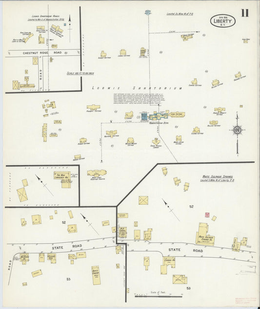 Sanborn Fire Insurance Map from Liberty, Sullivan County, New York (1916), Sheet #0011 - Historic Sanborn Fire Insurance Map Print, vintage old map wall art, antique decor, genealogy gift, New York New York map