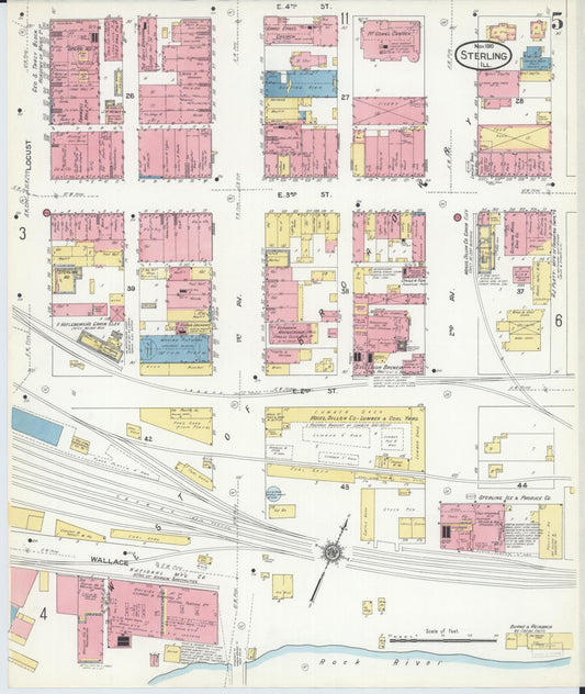 Sanborn Fire Insurance Map from Sterling, Whiteside County, Illinois (1910), Sheet #0005 - Historic Sanborn Fire Insurance Map Print, vintage old map wall art, antique decor, genealogy gift, Illinois Illinois map