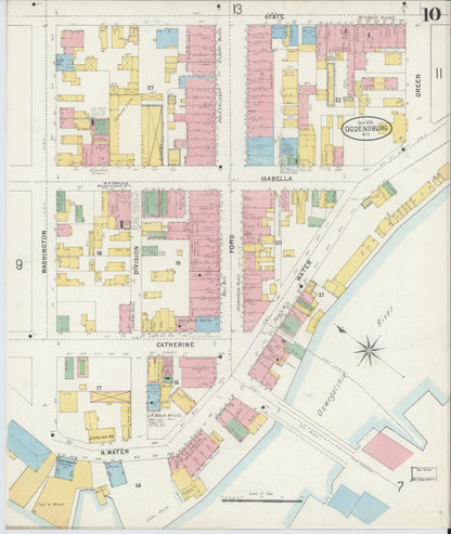 Sanborn Fire Insurance Map from Ogdensburg, St. Lawrence County, New York (1898), Sheet #0010 - Complete Map Set gallery image, historic Sanborn map, vintage wall art, New York New York