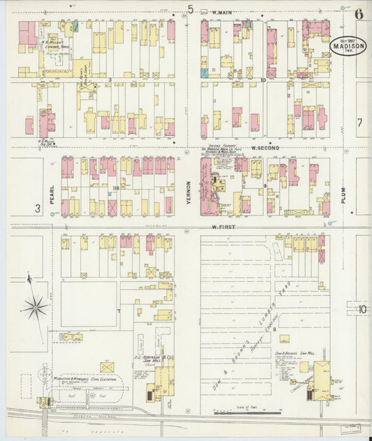 Sanborn Fire Insurance Map from Madison, Jefferson County, Indiana (1897), Sheet #0006 - Historic Sanborn Fire Insurance Map Print, vintage old map wall art, antique decor, genealogy gift, Indiana Indiana map