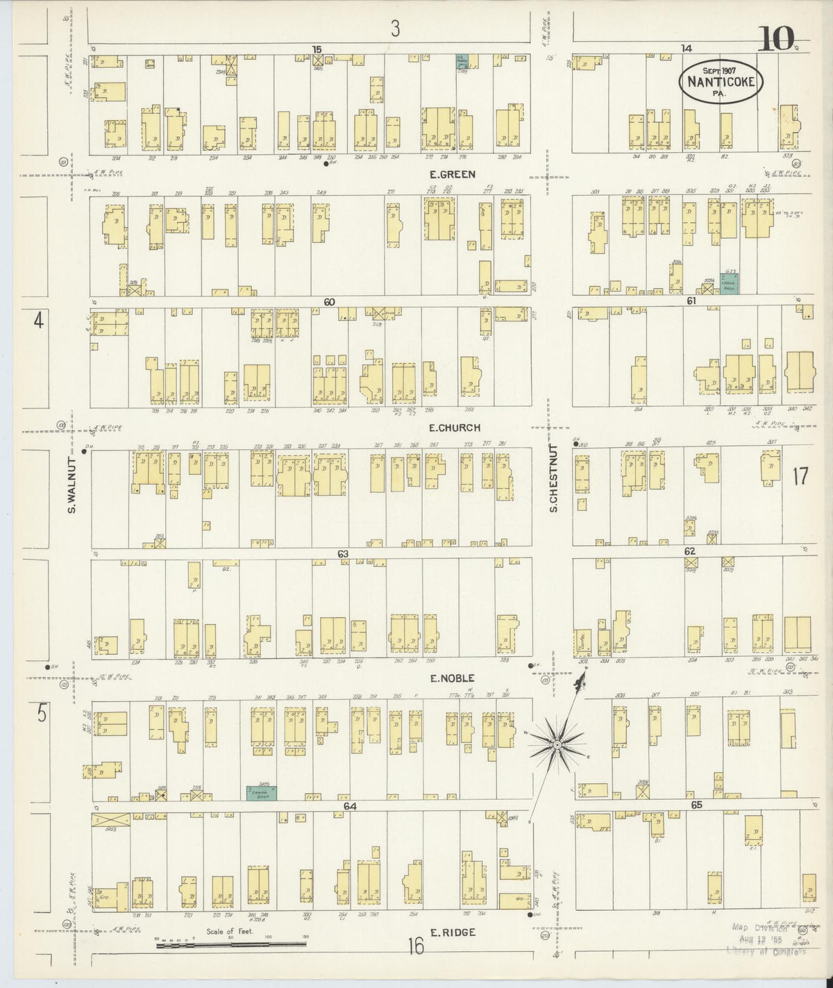 Sanborn Fire Insurance Map from Nanticoke, Luzerne County, Pennsylvania (1907), Sheet #0010 - Historic Sanborn Fire Insurance Map Print, vintage old map wall art, antique decor, genealogy gift, Pennsylvania Pennsylvania map