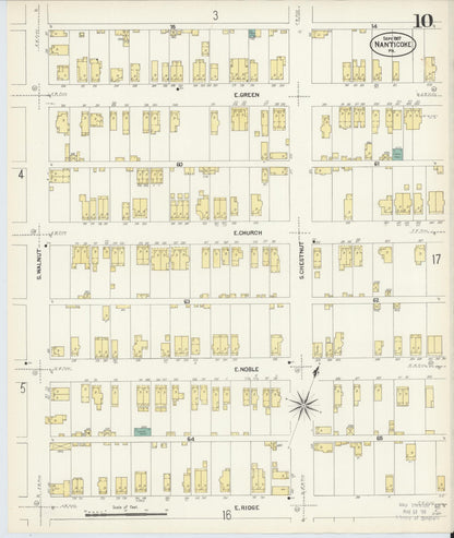 Sanborn Fire Insurance Map from Nanticoke, Luzerne County, Pennsylvania (1907), Sheet #0010 - Historic Sanborn Fire Insurance Map Print, vintage old map wall art, antique decor, genealogy gift, Pennsylvania Pennsylvania map