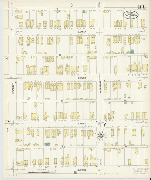 Sanborn Fire Insurance Map from Nanticoke, Luzerne County, Pennsylvania (1907), Sheet #0010 - Historic Sanborn Fire Insurance Map Print, vintage old map wall art, antique decor, genealogy gift, Pennsylvania Pennsylvania map