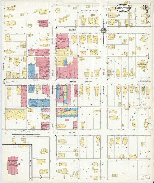Sanborn Fire Insurance Map from Greentown, Howard County, Indiana (1916), Sheet #0003 - Historic Sanborn Fire Insurance Map Print, vintage old map wall art, antique decor, genealogy gift, Indiana Indiana map