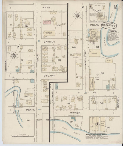 Sanborn Fire Insurance Map from Napa, Napa County, California (1886), Sheet #0002 - Complete Map Set gallery image, historic Sanborn map, vintage wall art, California California