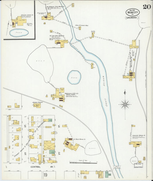 Sanborn Fire Insurance Map from Webb City, Jasper County, Missouri (1900), Sheet #0020 - Historic Sanborn Fire Insurance Map Print, vintage old map wall art, antique decor, genealogy gift, Missouri Missouri map