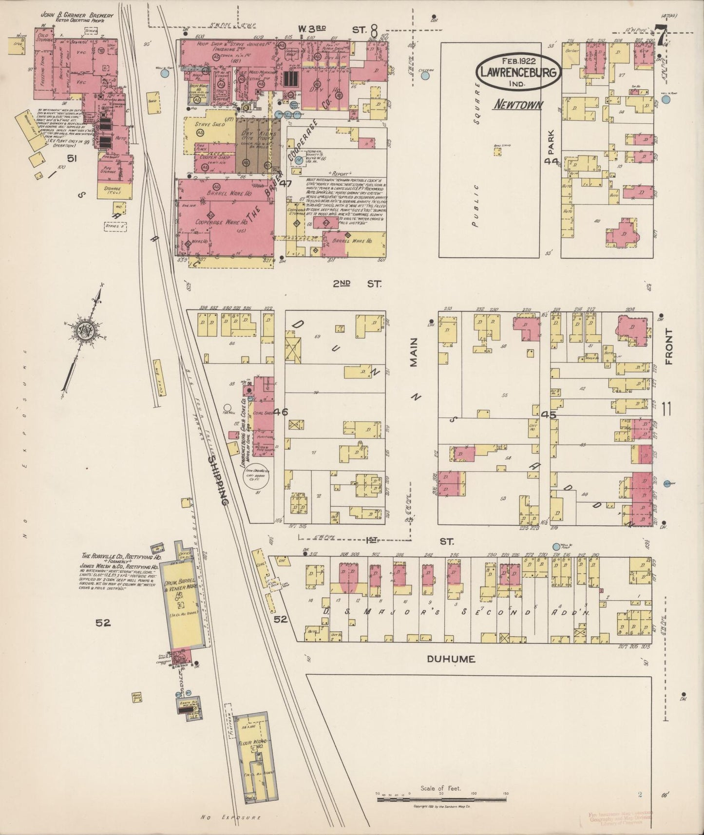 Sanborn Fire Insurance Map from Lawrenceburg, Dearborn County, Indiana (1922), Sheet #0007 - Complete Map Set gallery image, historic Sanborn map, vintage wall art, Indiana Indiana