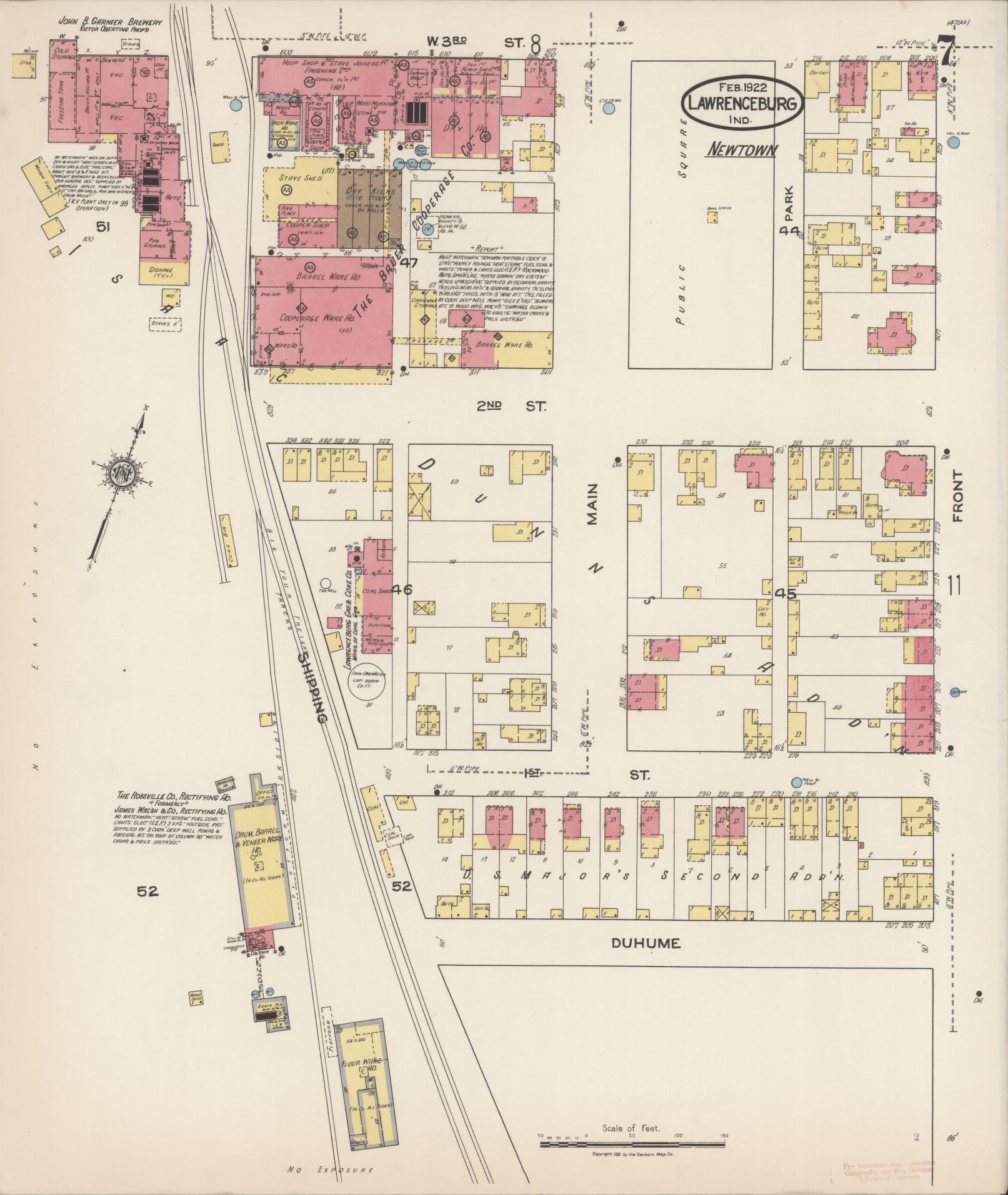 Sanborn Fire Insurance Map from Lawrenceburg, Dearborn County, Indiana (1922), Sheet #0007 - Complete Map Set gallery image, historic Sanborn map, vintage wall art, Indiana Indiana