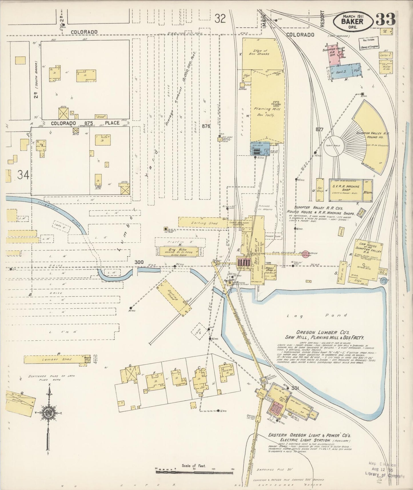 Sanborn Fire Insurance Map from Baker, Baker County, Oregon (1911), Sheet #0033 - Complete Map Set gallery image, historic Sanborn map, vintage wall art, Oregon Oregon