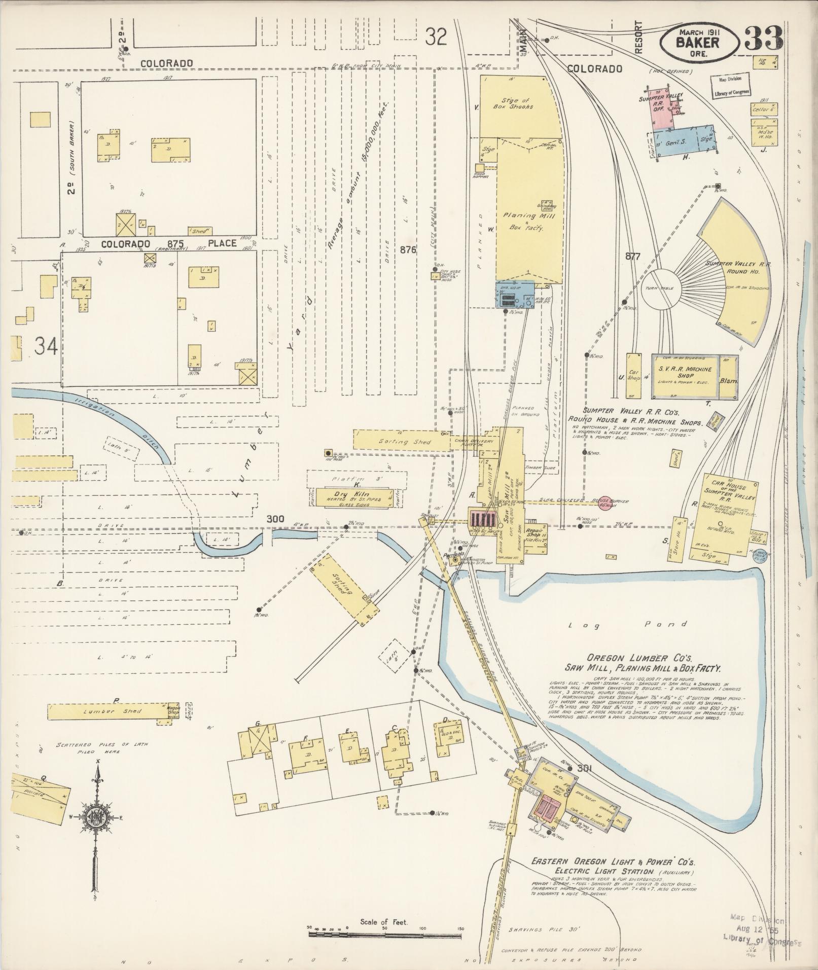 Sanborn Fire Insurance Map from Baker, Baker County, Oregon (1911), Sheet #0033 - Complete Map Set gallery image, historic Sanborn map, vintage wall art, Oregon Oregon