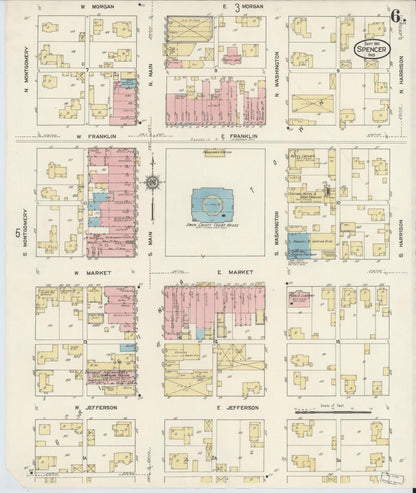 Sanborn Fire Insurance Map from Spencer, Owen County, Indiana (1912), Sheet #0006 - Complete Map Set gallery image, historic Sanborn map, vintage wall art, Indiana Indiana
