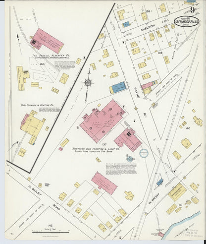 Sanborn Fire Insurance Map from Cuyahoga Falls, Summit County, Ohio (1916), Sheet #0009 - Historic Sanborn Fire Insurance Map Print, vintage old map wall art, antique decor, genealogy gift, Ohio Ohio map