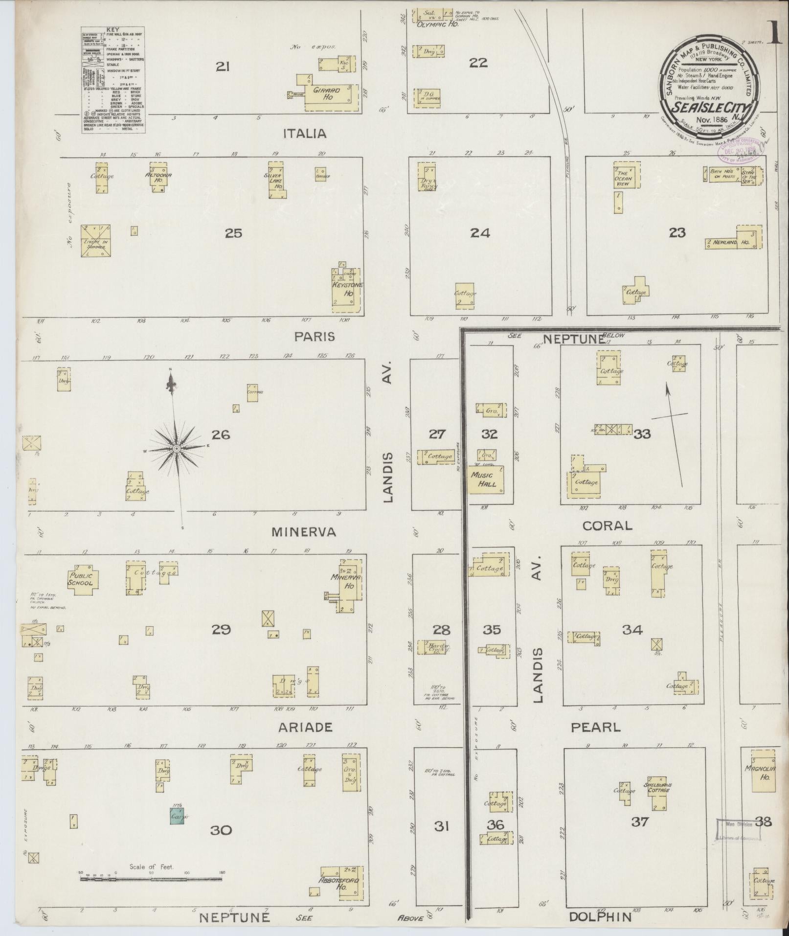 Sanborn Fire Insurance Map from Sea Isle City, Cape May County, New Jersey. (1886) – Historic Sanborn Fire Insurance Map Print