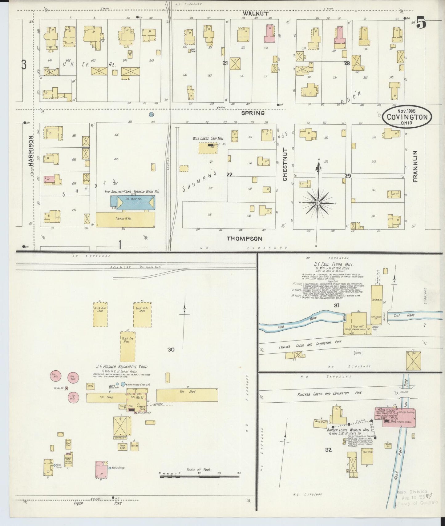 Sanborn Fire Insurance Map from Covington, Miami County, Ohio (1905), Sheet #0005 - Complete Map Set gallery image, historic Sanborn map, vintage wall art, Ohio Ohio