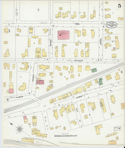 Sanborn Fire Insurance Map from Palmer, Hampden County, Massachusetts (1902), Sheet #0005 - Complete Map Set gallery image, historic Sanborn map, vintage wall art, Massachusetts Massachusetts
