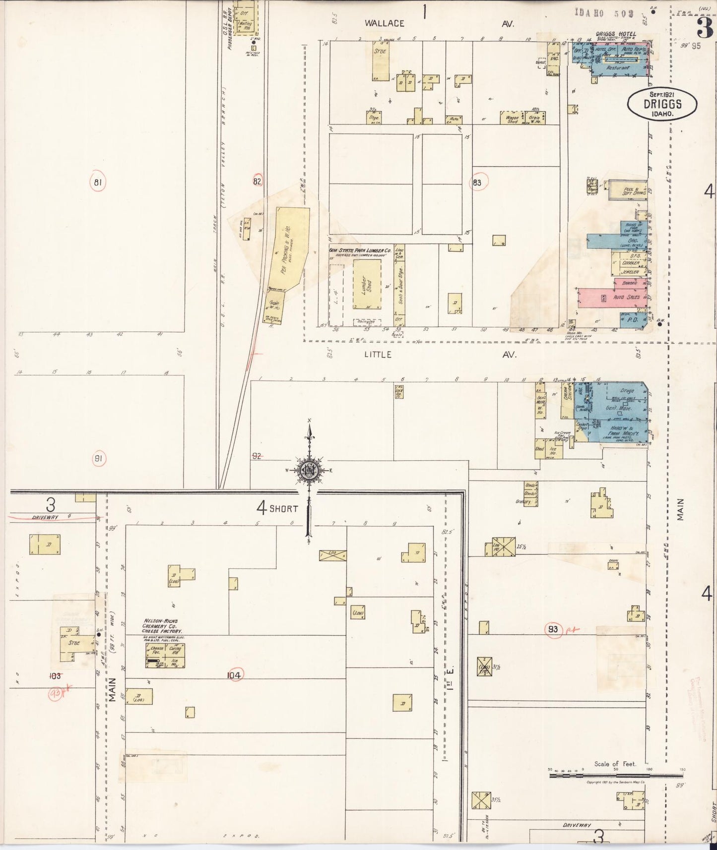 Sanborn Fire Insurance Map from Driggs, Teton County, Idaho (1929), Sheet #0003 - Complete Map Set gallery image, historic Sanborn map, vintage wall art, Idaho Idaho