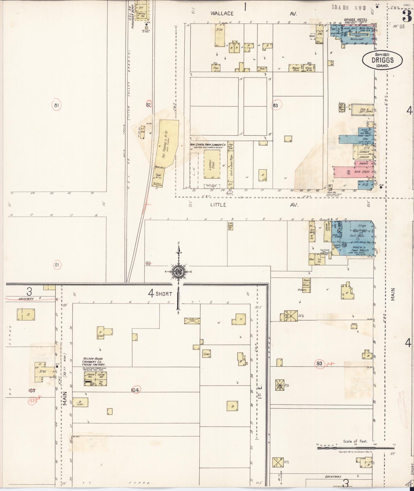 Sanborn Fire Insurance Map from Driggs, Teton County, Idaho (1929), Sheet #0003 - Complete Map Set gallery image, historic Sanborn map, vintage wall art, Idaho Idaho