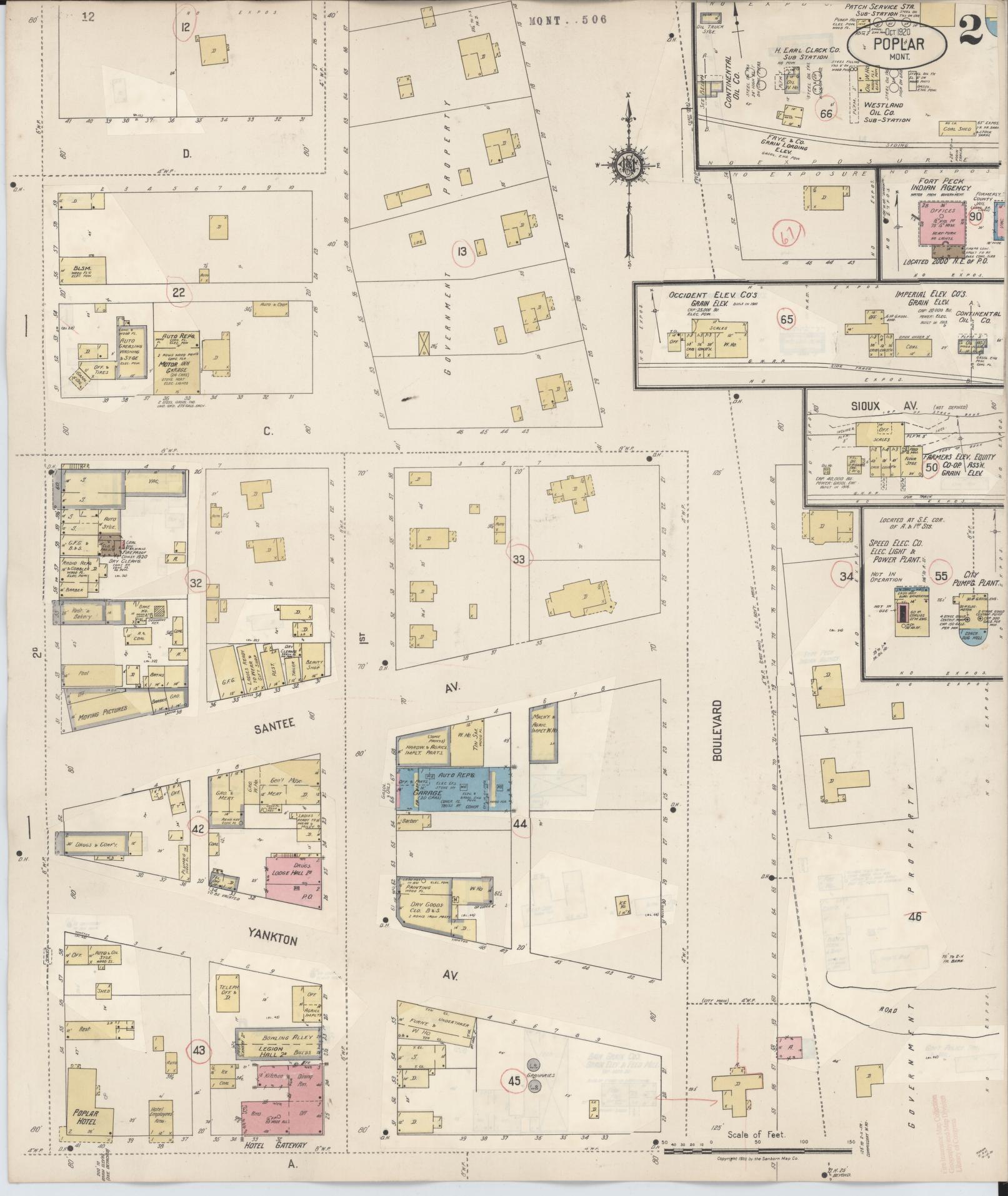 Sanborn Fire Insurance Map from Poplar, Roosevelt County, Montana (1930), Sheet #0002 - Complete Map Set gallery image, historic Sanborn map, vintage wall art, Montana Montana