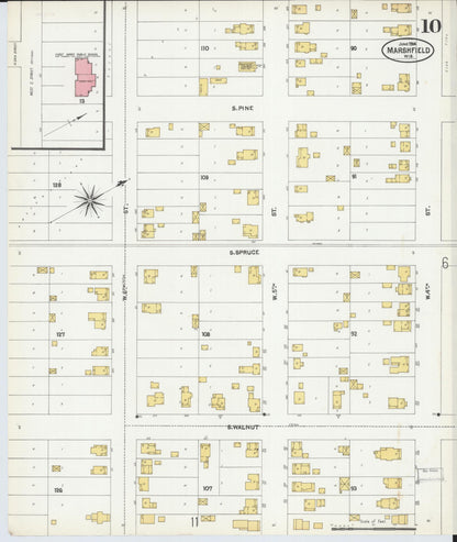 Sanborn Fire Insurance Map from Marshfield, Wood County, Wisconsin (1904), Sheet #0010 - Complete Map Set gallery image, historic Sanborn map, vintage wall art, Wisconsin Wisconsin