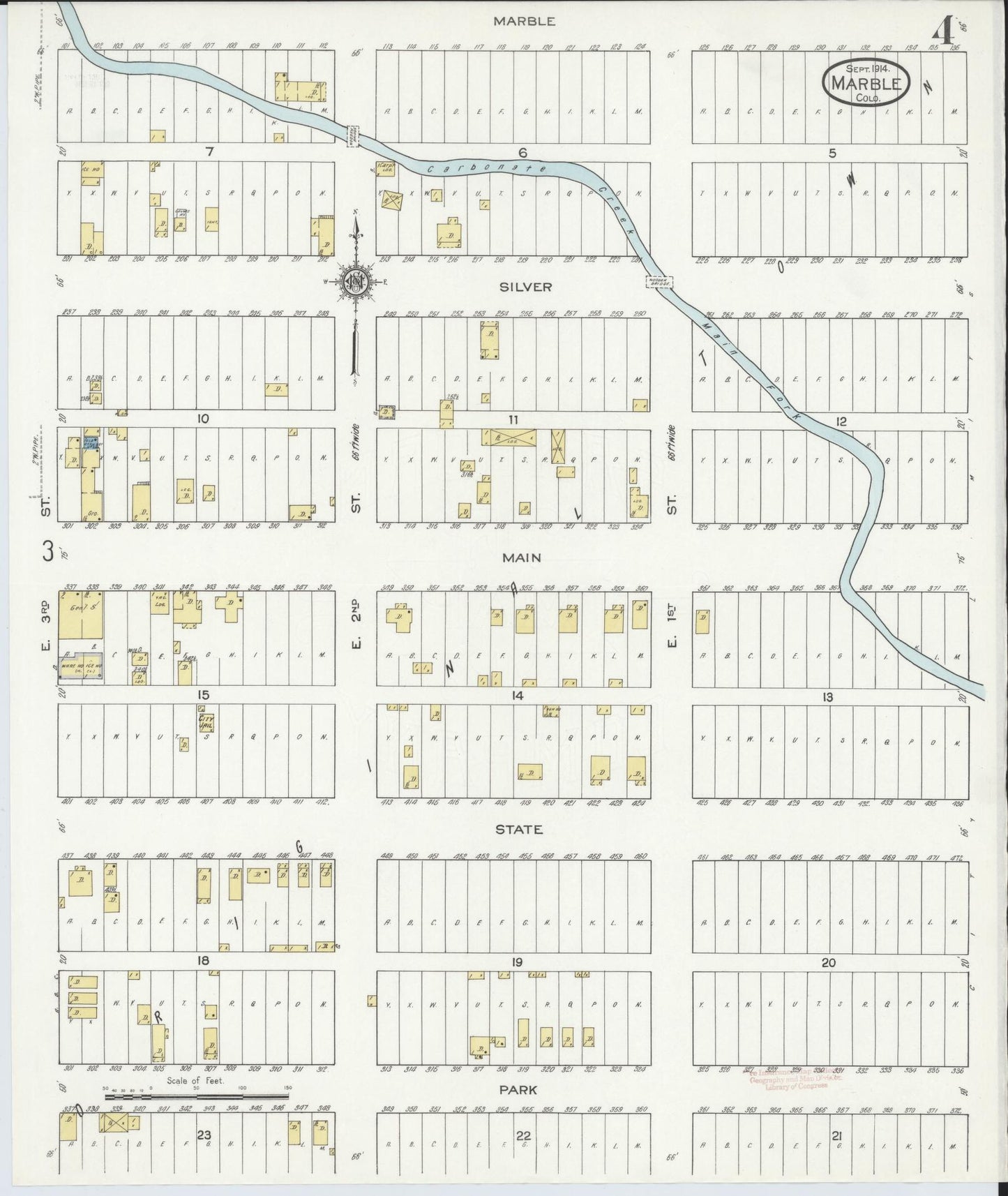 Sanborn Fire Insurance Map from Marble, Gunnison County, Colorado (1914), Sheet #0004 - Historic Sanborn Fire Insurance Map Print, vintage old map wall art, antique decor, genealogy gift, Colorado Colorado map
