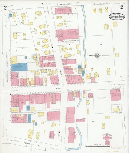 Sanborn Fire Insurance Map from Downers Grove, Dupage County, Illinois (1927), Sheet #0002 - Complete Map Set gallery image, historic Sanborn map, vintage wall art, Illinois Illinois