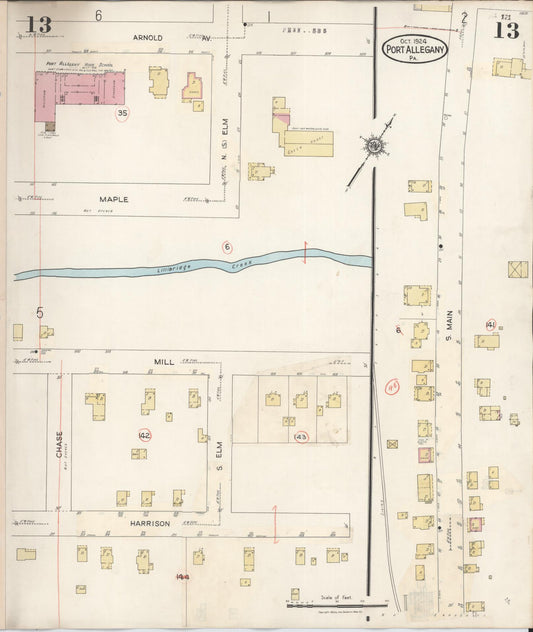 Sanborn Fire Insurance Map from Port Allegany, McKean County, Pennsylvania (1940), Sheet #0013 - Historic Sanborn Fire Insurance Map Print, vintage old map wall art, antique decor, genealogy gift, Pennsylvania Pennsylvania map